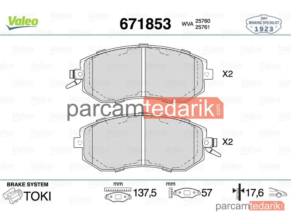 671853 | Fren Balatası — Subaru Forester, Subaru Impreza, Subaru XV